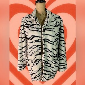 Vintage Karen Kane Black and White Faux Fur Coat